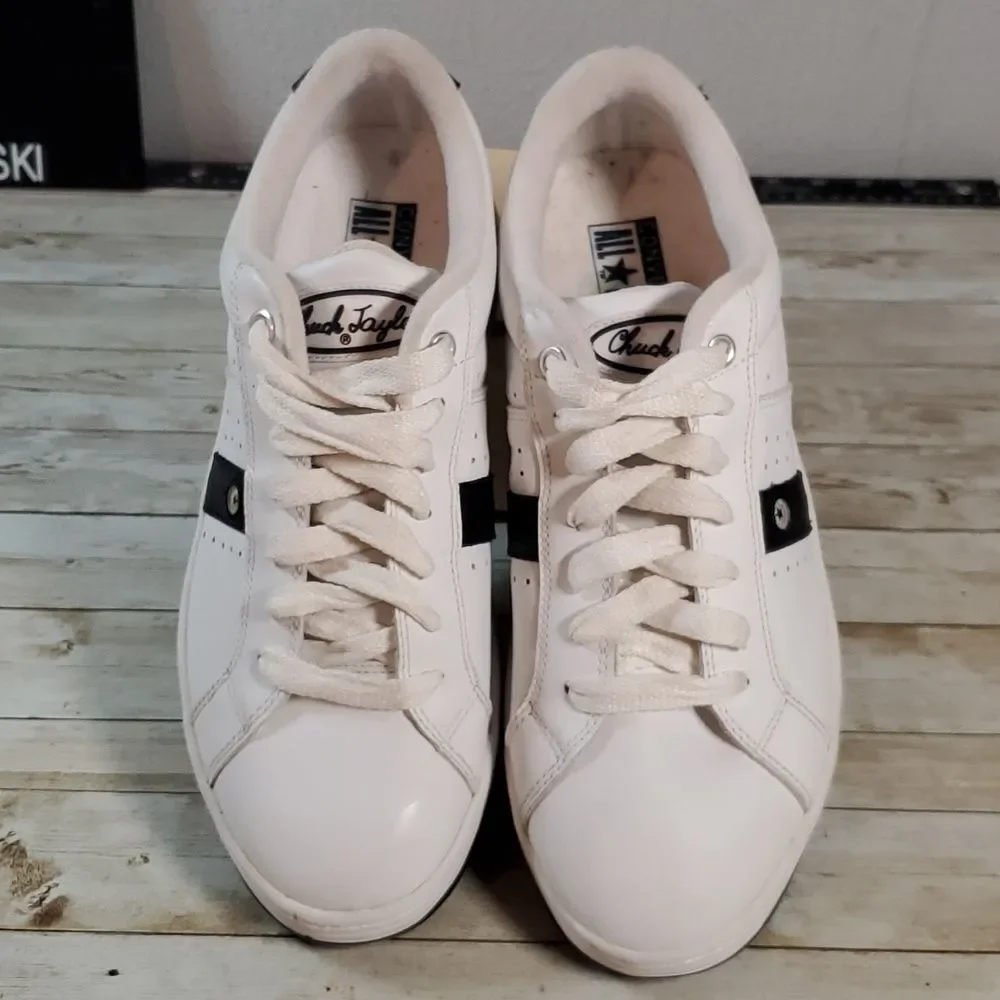 Converse‎ Match Up OX Mens 12 White Black Leather Vintage 90s Skateboard Shoes